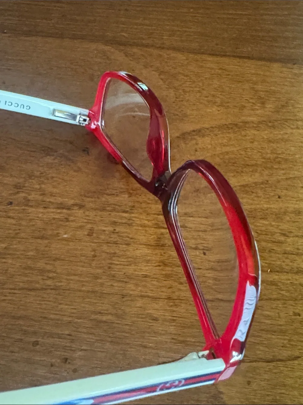 Gucci GG3181 Red Frame Eyeglasses w/Red White Blue Stripe Vintage Y2K
